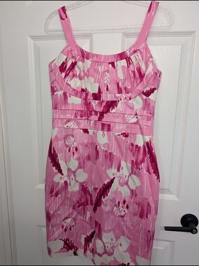 Calvin Klein Pink and White Floral Sheath Dress